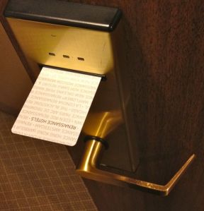 A card key for a hotel door